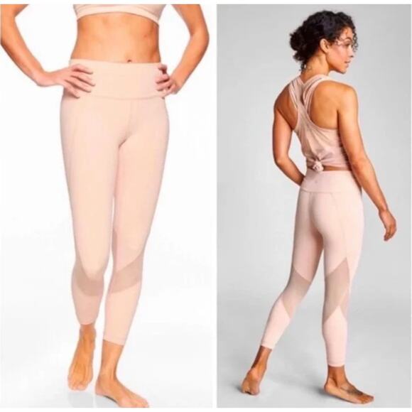 Athleta Leggings Womens Small Pink Ballerina Gown Eclipse 7/8 Mesh Tight - Picture 1 of 9